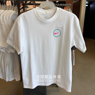 NIKE耐克男子夏季运动休闲印花图案纯棉短袖T恤HJ3407-100-010