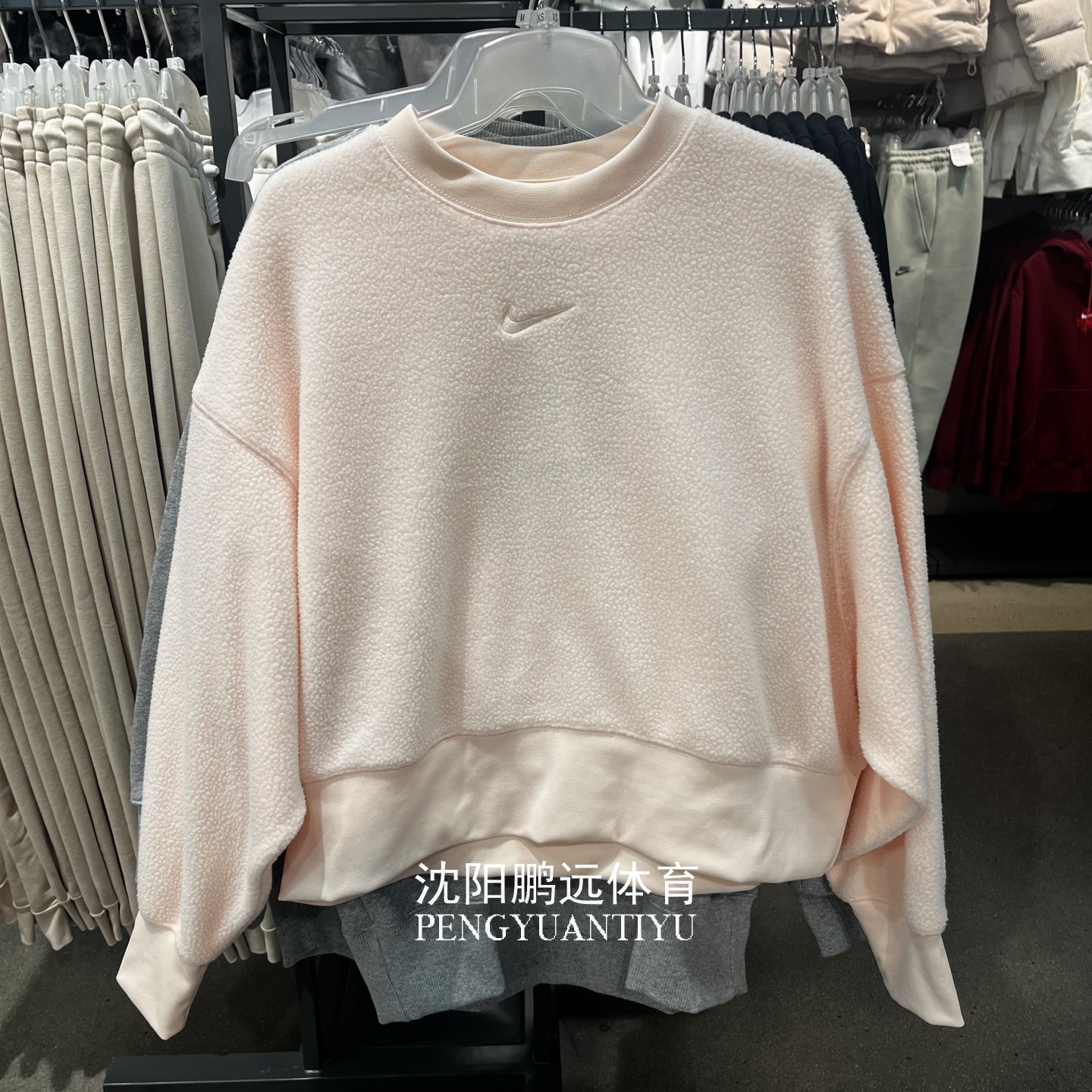 Nike/耐克女子冬季运动休闲摇粒绒短款保暖卫衣套头衫DQ6845-838