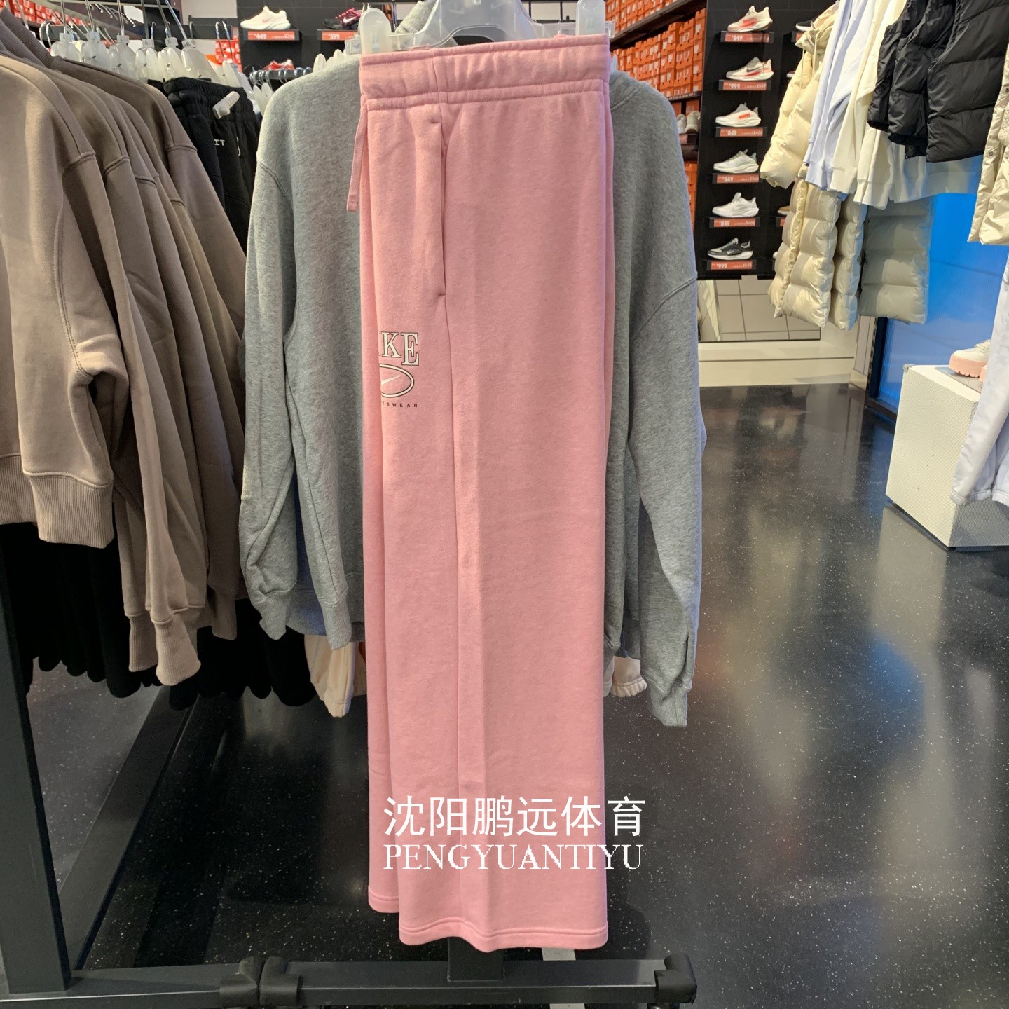 Nike/耐克女子冬季运动休闲宽松加绒针织直筒阔腿长裤HJ0870-699