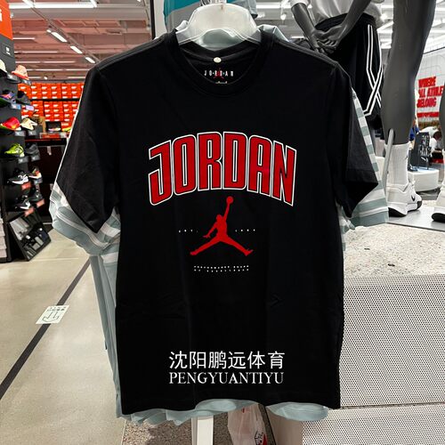 Nike耐克JORDAN男子夏季运动休闲印花图案纯棉短袖T恤HQ0010-010