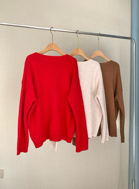 10902大M亮片烫钻毛衣2025冬季新款羊毛羊绒圆领廓形针织衫上衣潮