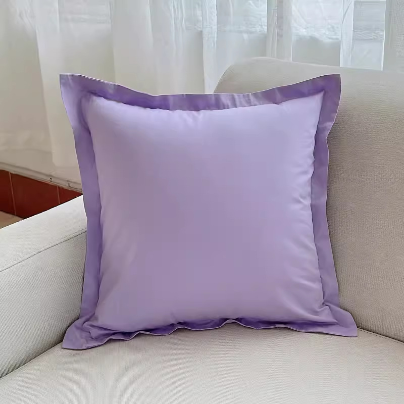 客厅沙发紫色靠枕套靠背套床头靠垫套正方形纯棉全棉抱枕套不含芯