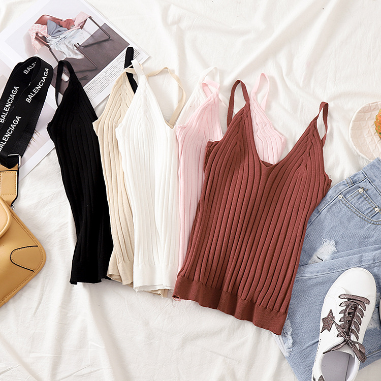 2024夏季新款韩版性感辣妹紧身针织吊带背心女装外穿打底衫上衣