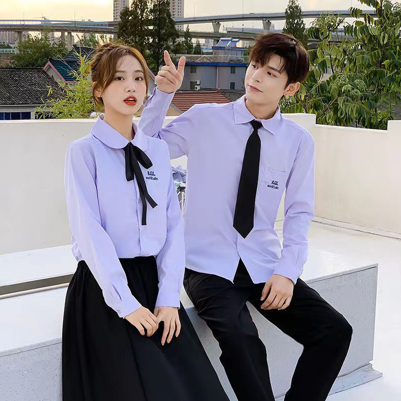 泰国泰式校服套装jk制服女学院风短袖衬衫班服高中学生毕业