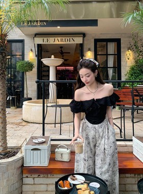 cchen陈陈宿命感! 一字露肩荷边u型摆上衣设计感超仙甜美法式