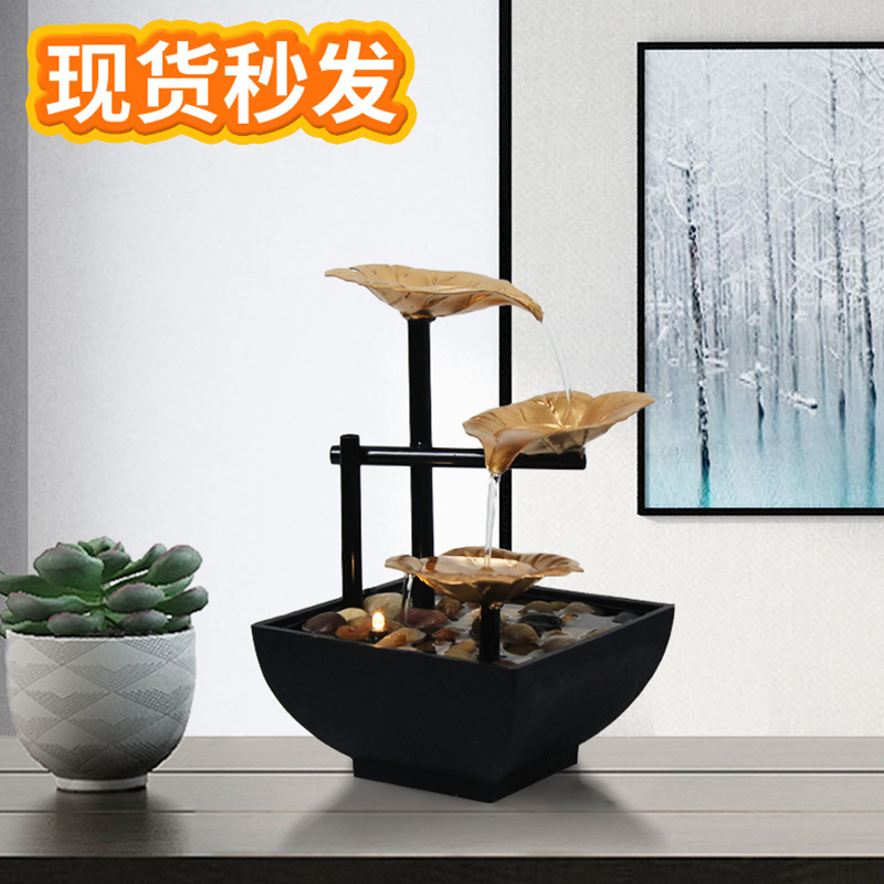 家居桌面购物流水办公室电视跨境铁艺decor风水喷泉摆件home