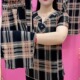 套装 显瘦洋气百搭女士减龄宽松短袖 剪刀领大格子休闲时尚 夏季