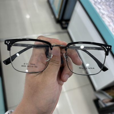 斯文理工半框眼镜男近视可配度数镜片痞帅眉毛框8608 54 19-150
