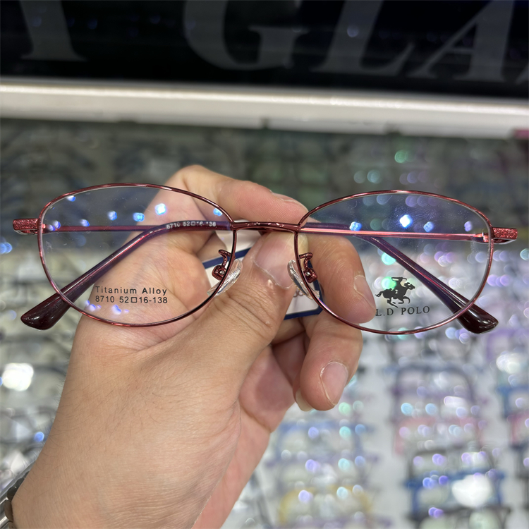 肯地雅·CENTIYA女士眼镜架全框眼镜合金属酒红色8710 52口16-138