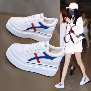 厚底内增高小白鞋女真皮2026秋季新款轻便百搭小个子爆款松糕单鞋