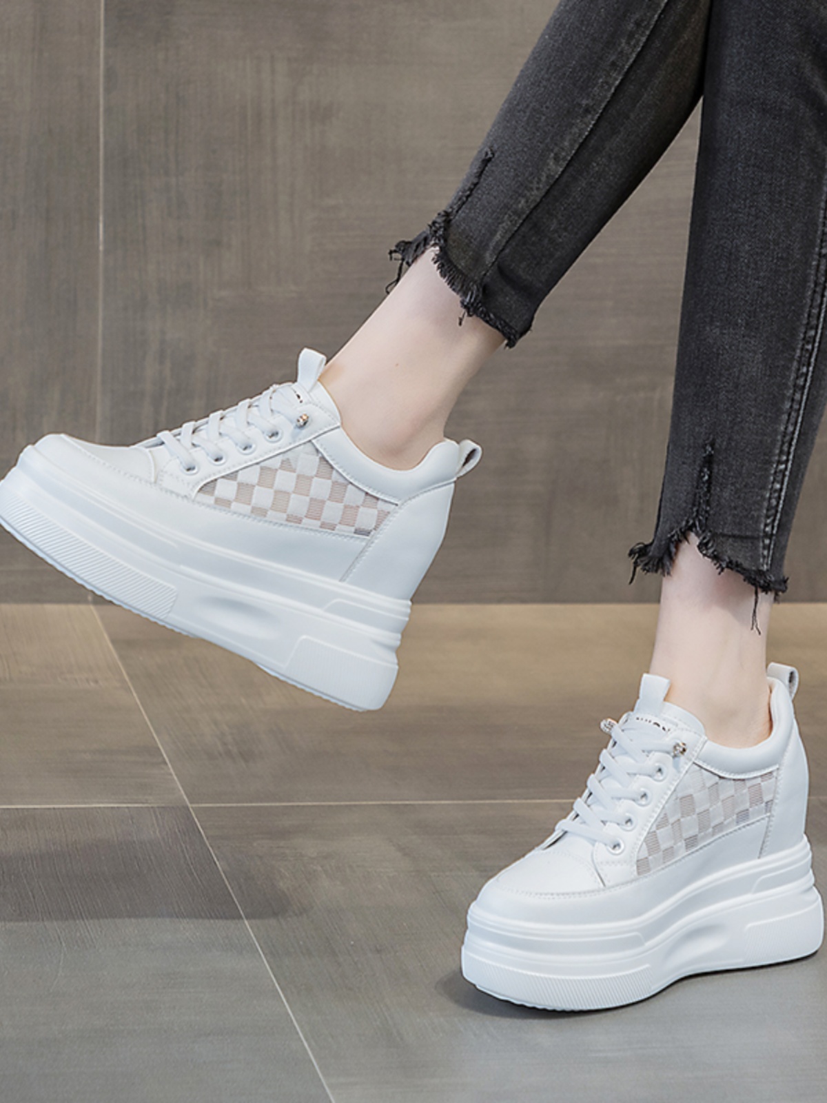 网面透气小个子网鞋板鞋