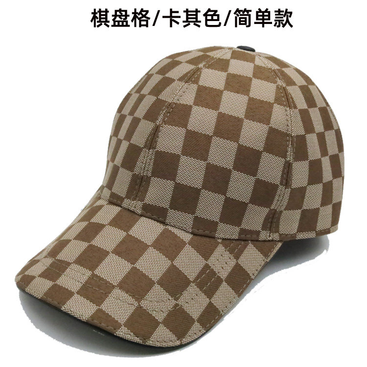 高品质棋盘格棒球帽大头围男士帽子女防晒百搭小头围遮阳帽鸭舌帽