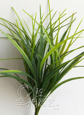 绿色小草仿真花假花 兰花草塑料草 围栏栅栏装饰植物草 塑料花