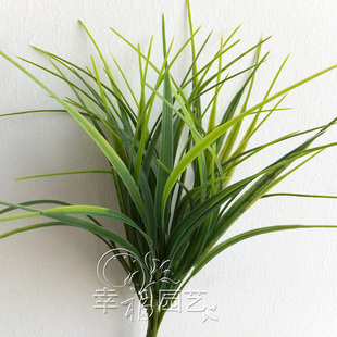 绿色小草仿真花假花 兰花草塑料草 围栏栅栏装饰植物草 塑料花