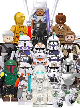 兼容国产星球大战人仔黑武士阿索卡BB8机器人克隆人拼装积木玩具