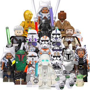 兼容国产星球大战人仔黑武士阿索卡BB8机器人克隆人拼装积木玩具