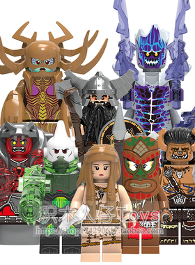 兼容国产积木人仔X0285食人族原始人魔兽地狱吼邪恶矮人蛇怪玩具