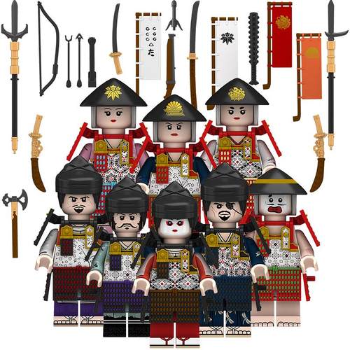 古代士兵日本武士积木人仔