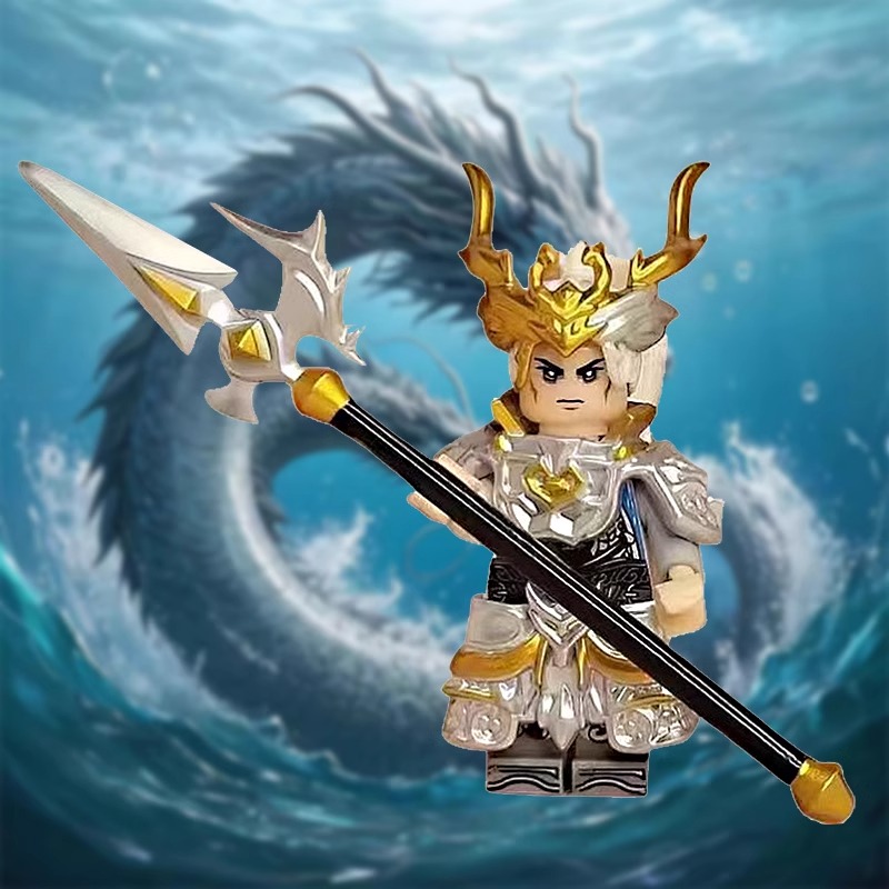 适用积木人仔乐高韩信第三方白龙吟铠甲头盔武器DIY拼装男孩玩具