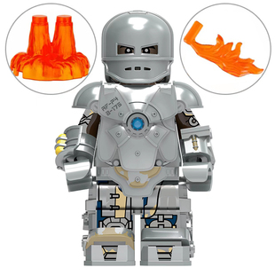 兼容国产钢铁侠积木人仔MK1铁人马克1特效火焰第三方拼装益智玩具