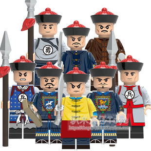 兼容国产清朝积木人仔古代锦衣刀侍卫文武官八旗兵拼装玩具X0329