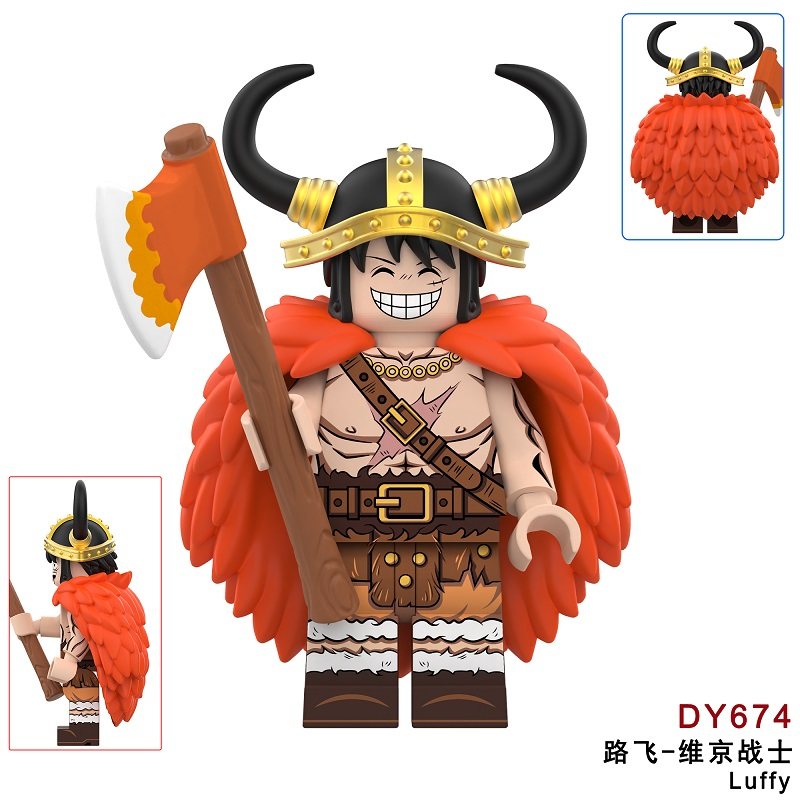 适用国产海贼王积木人仔角斗士维京战士草帽路飞拼装玩具DY674