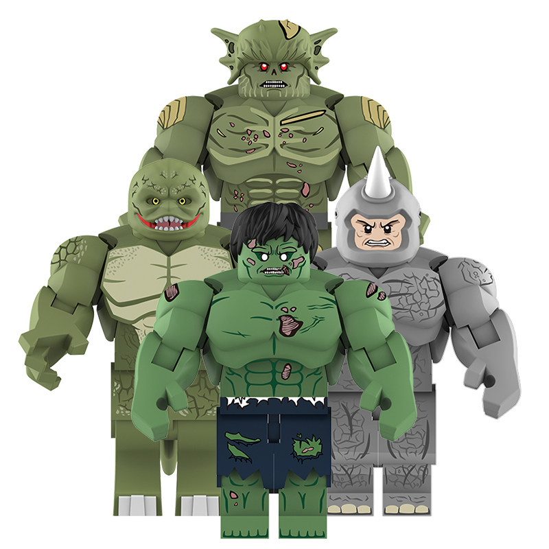 适用乐高超级英雄积木人仔大块头犀牛人蜥蜴人浩克憎恶拼装玩具