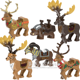 兼容国产魔戒指环王精灵动物坐骑角鹿圣诞麋鹿拼装积木人仔玩具