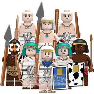 兼容国产积木人仔N313中古埃及士兵努比亚战士法老禁卫军拼装玩具