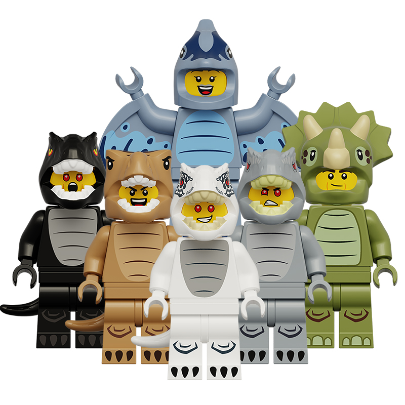 适用乐高小恐龙翼龙三角龙霸王龙第三方抽抽乐积木人仔拼装玩具