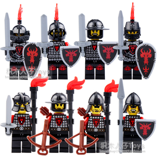 Castle中世纪AX9804红龙骑士军事中古城堡积木人仔玩具兼容国产