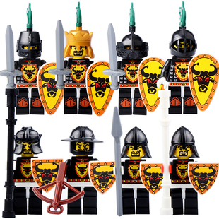 Castle中世纪AX9807牛王骑士军事中古城堡积木人仔玩具兼容国产