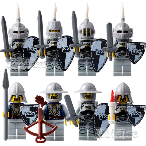 中世纪皇冠骑士军事中古城堡积木