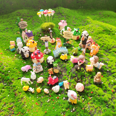 多肉植物造景小摆件花盆装饰品微景观苔藓盆栽diy小动物材料插件