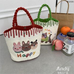 小号帆布包饭盒袋子上班上课手拎便携逛街遛弯宝妈手提水桶包布袋