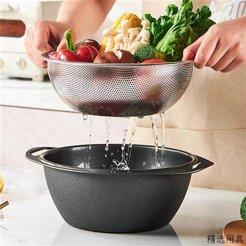 不锈钢沥水篮双层洗菜盆菜篮子厨房漏盆子家用洗米筛淘米过滤神器,餐饮具,洗菜盆/沥水篮/漏水筛,淘宝优惠券,粉丝福利购,淘宝优惠卷