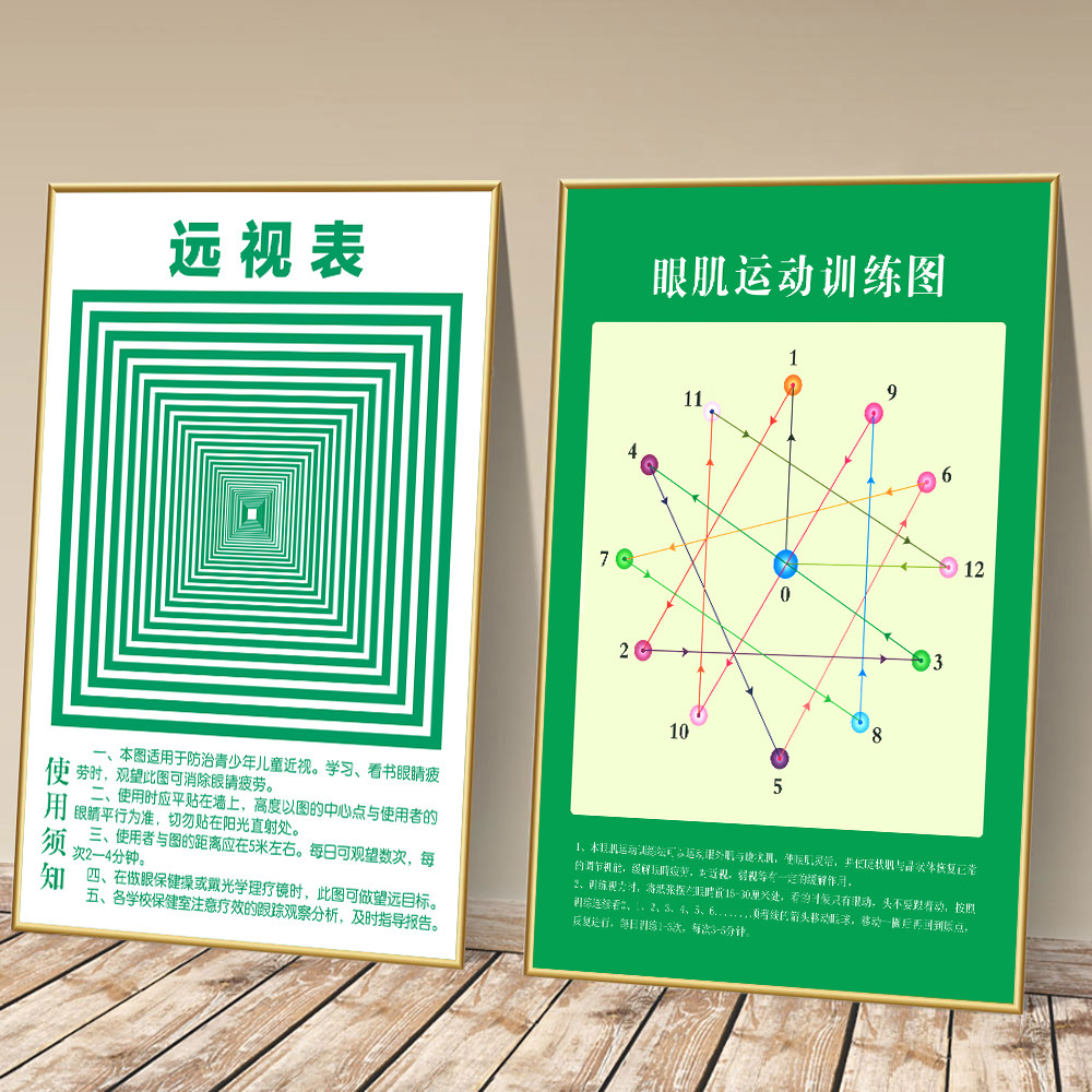 眼肌运动训练图墙贴家用散光恢复训练挂画儿童练视力眼神图片kt板