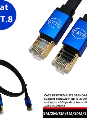 cat8类扁线八类网线屏蔽路由器网络线电脑电视宽带万兆网线