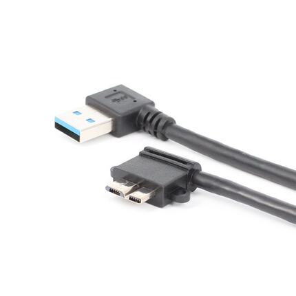 USB3.0A公右弯转Micro3.0公左弯移动硬盘手机双弯头数据充电线