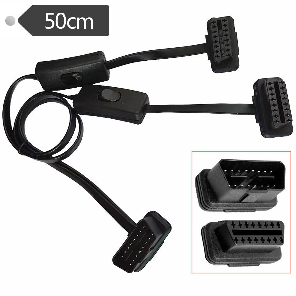 带开关汽车obd2一分二蓝牙elm327图吧hud分线盒子优驾扁线延长线