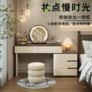 实木烤漆梳妆台卧室复古化妆桌斗柜一体小户型中古奶油风现代简约