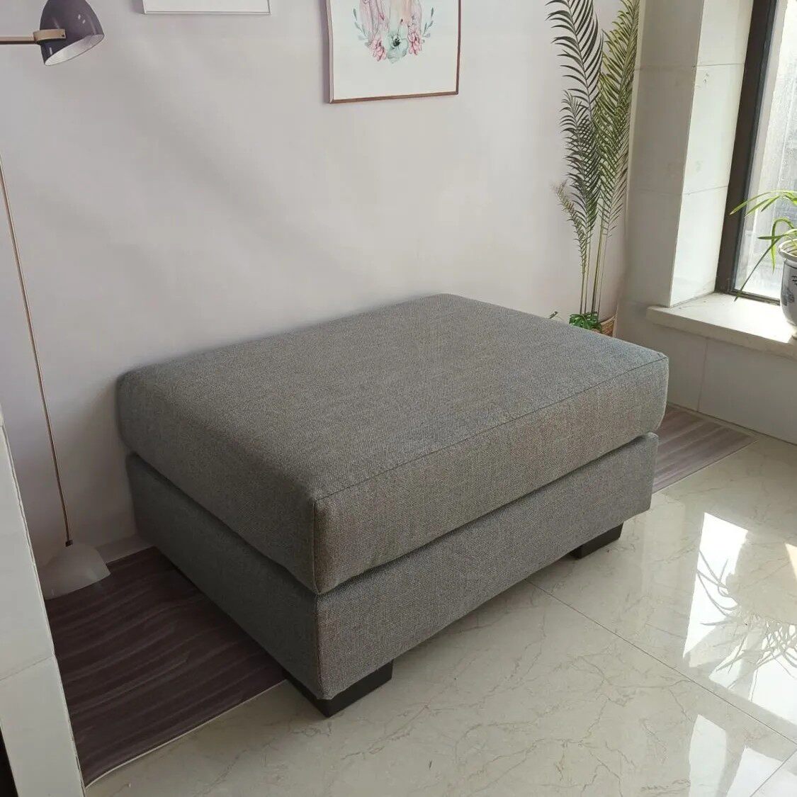 定制单个沙发脚踏凳棉麻布拼接贵妃沙发凳客厅凳搁脚凳门口换鞋凳