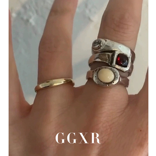 GGXR 韩系小众设计mars25自制 戒指组合 甜酷风叠戴个性款指环