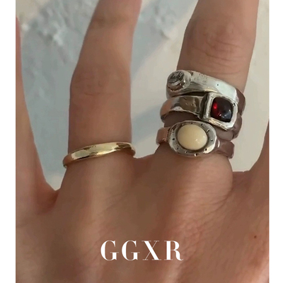 GGXR 韩系小众设计mars25自制 戒指组合 甜酷风叠戴个性款指环