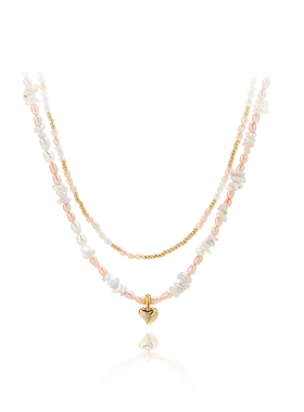 GGXR925银爱心粉色珍珠项链