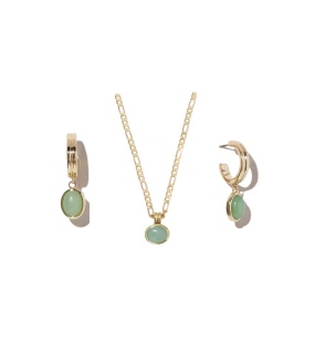 GGXR 天然东陵石新中式耳环项链套装原石小众气质饰品套装耳夹