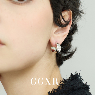 【新品】GGXR 金属hoop镶嵌宝石耳环无耳洞耳夹 甜酷风耳环耳饰