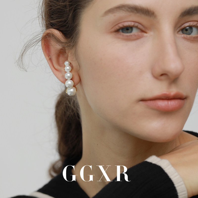 GGXR 陈书婷同款 复古一排珍珠耳环设计感气质耳夹耳钉,饰品/流行首饰/时尚饰品新,耳钉,淘宝优惠券,粉丝福利购,淘宝优惠卷