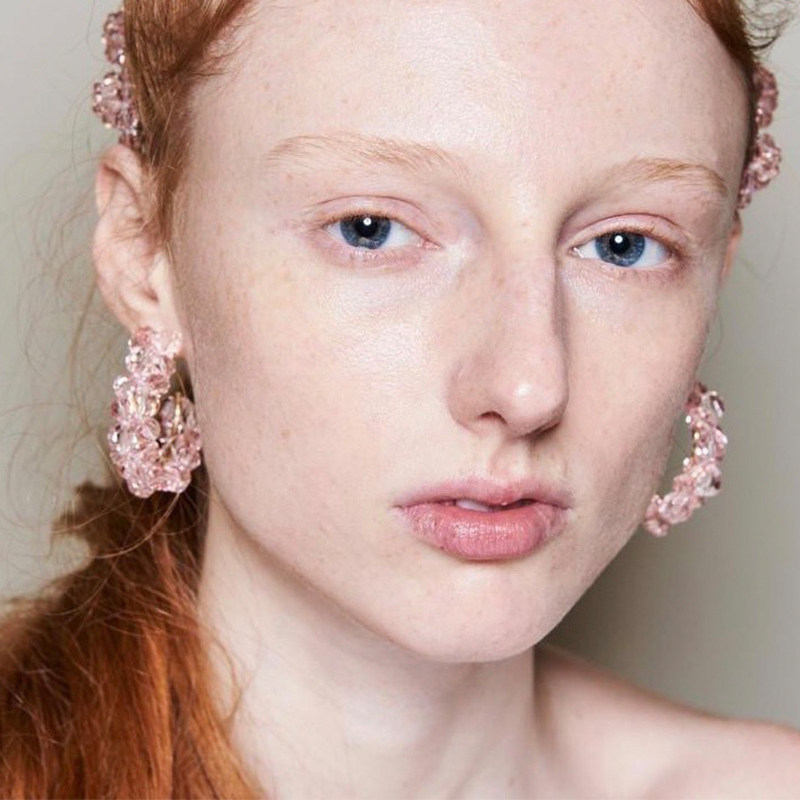 GGXR 欧美粉水晶花朵耳环复古时髦小众个性圆环宫廷耳环耳夹耳饰,饰品/流行首饰/时尚饰品新,耳环,淘宝优惠券,粉丝福利购,淘宝优惠卷