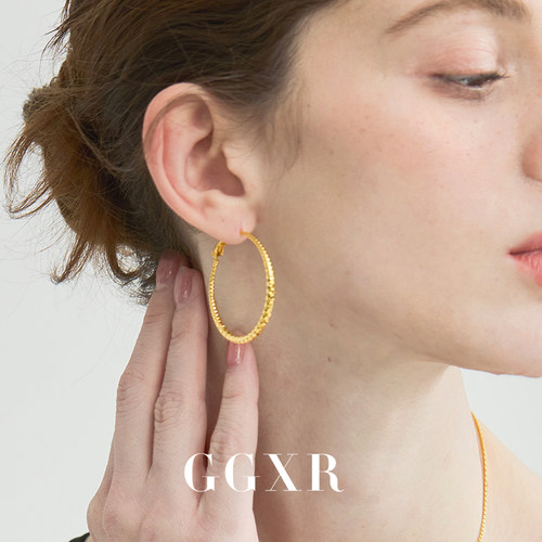 GGXR 切面碎碎冰金属圈圈耳环无耳洞耳夹 欧美极简hoop
